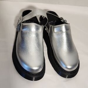 DOC MARTENS Dr. Martens Laketen Silver Metallic Slingback Mule Mens 8 Womens  9